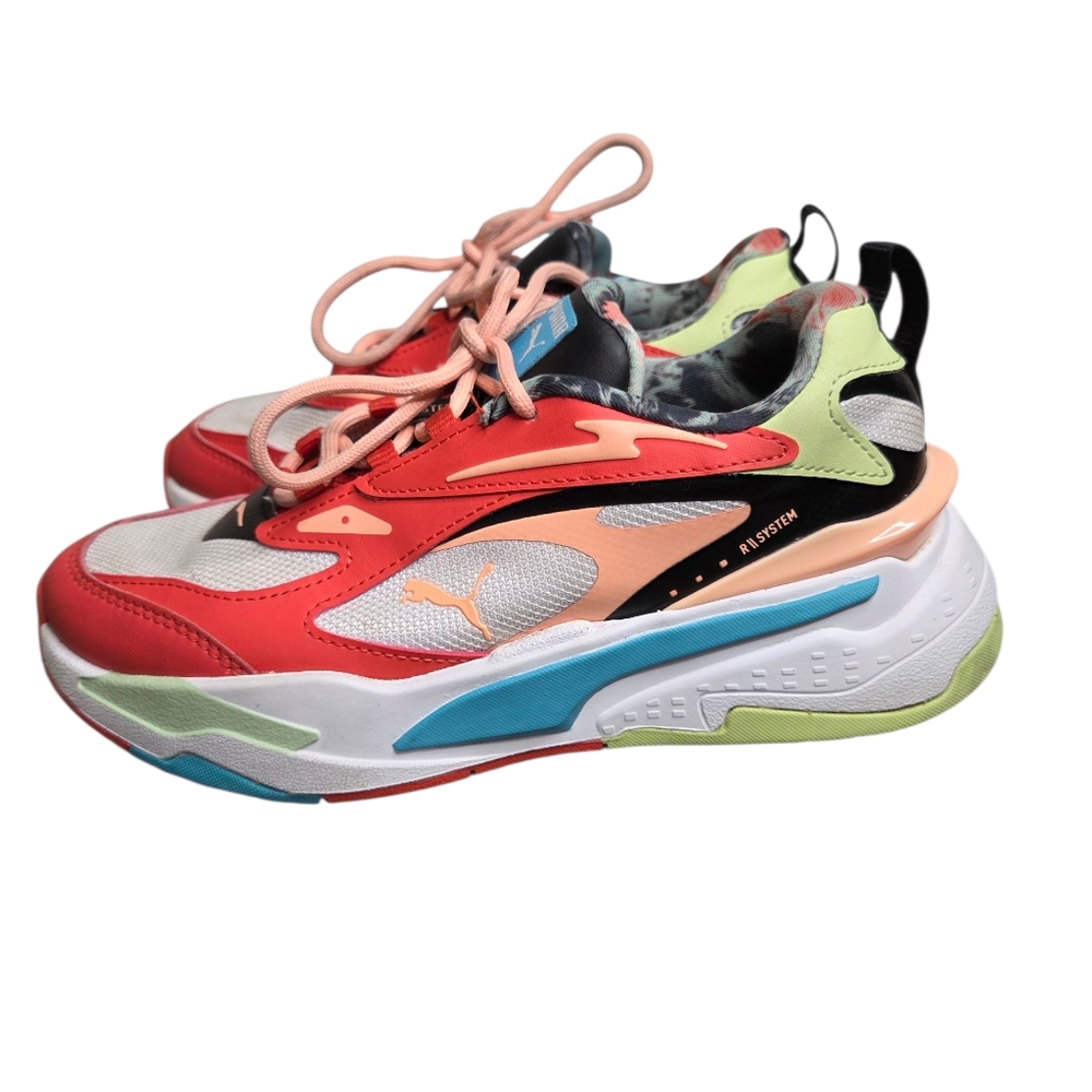 Puma Women's RS-Fast Hypnotize White Orange Blue Casual Running Sneakers Sz 6